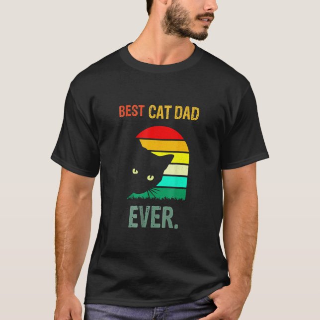 Father s Day Cat Daddy 2023 Best Cat Dad Ever Meow T-Shirt (Front)