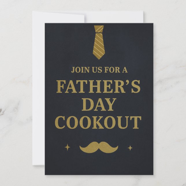 Father’s Day Cookout Invitation | Rustic Navy&Gold (Front)