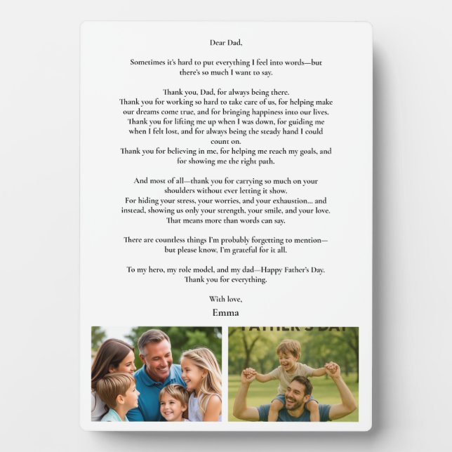 Father’s Day Gift – Add Photo & Message Plaque (Front)