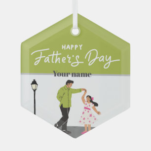 Father’s Day Gift for Dad   Custom Photo & Name Glass Tree Decoration