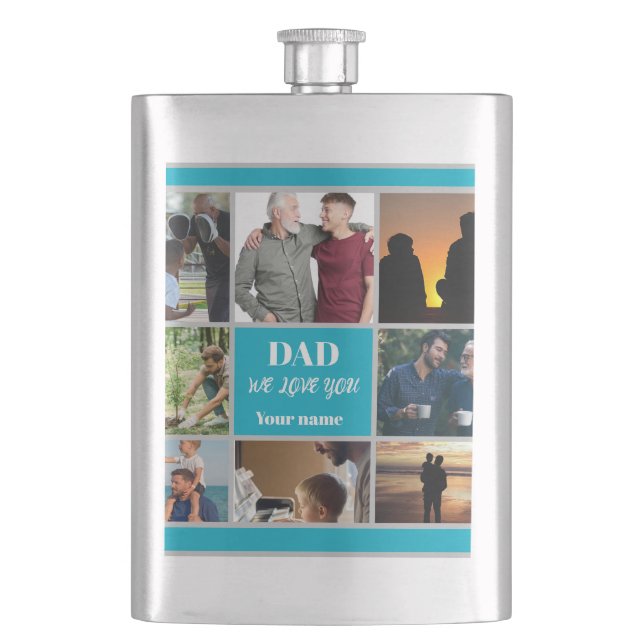 Father’s Day Gift for Dad | Custom Photo & Name Hip Flask (Front)