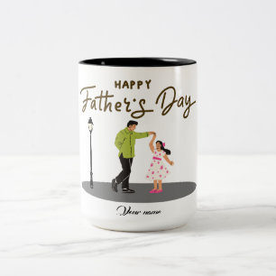 Father’s Day Gift for Dad Custom Photo & Name Two-Tone Coffee Mug
