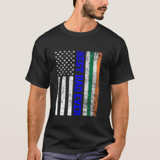 Father s Day Gift Police Daddy Irish American Flag T-Shirt