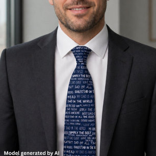 Father’s Day Gift Script Typography Pattern Navy Tie