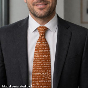 Father’s Day Gift Script Typography Pattern Orange Tie