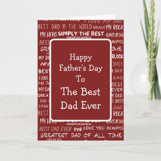 Father’s Day Gift Script Typography Pattern Red  Card (Front)