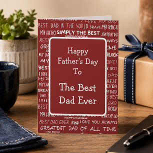 Father’s Day Gift Script Typography Pattern Red Card