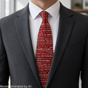 Father’s Day Gift Script Typography Pattern Red Tie