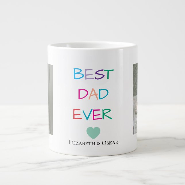 Father’s Day Gift with Kids’ Names – Best Dad Ever Large Coffee Mug (Front)