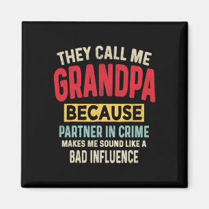 Father&#; s Day Grandpa Partner In Crime Funny Fat Magnet