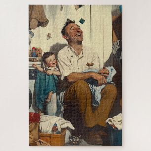 Father’s Day Laughter in the Laundry Room Jigsaw Puzzle