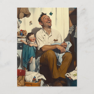 Father’s Day Laughter in the Laundry Room Postcard