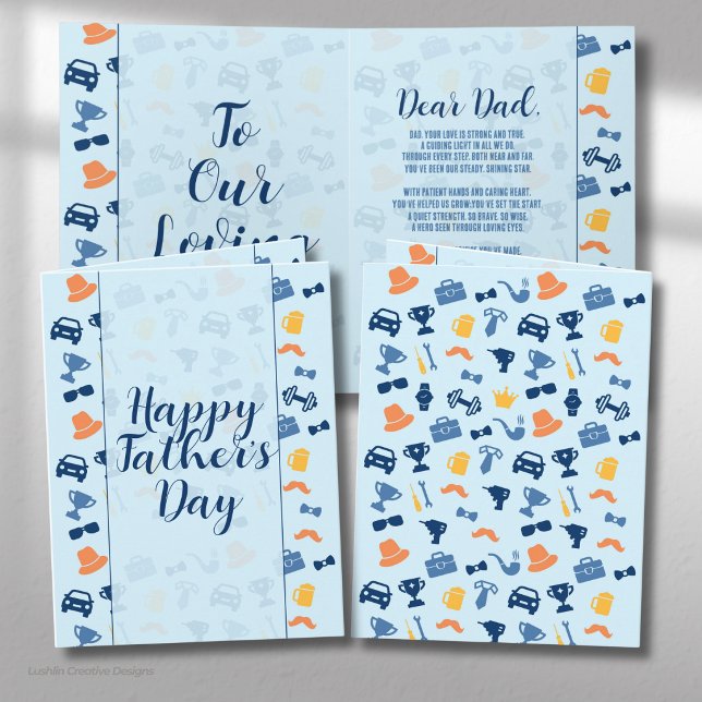 Father’s Day Light Blue Icons Greeting Card (Creator Uploaded)