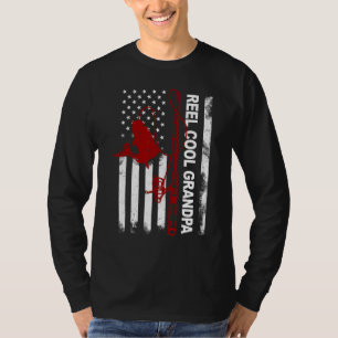 Father s Day Reel Cool Grandpa America Flag July T-Shirt