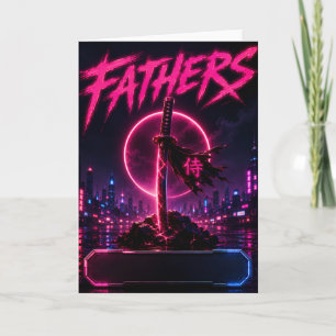Father Samurai Neon Greeting Card