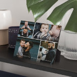 Father Script | Happy Fathers Day 4 Photo Collage Plaque<br><div class="desc">Send a beautiful personalised father's day gift to your dad that he'll cherish forever. Special personalised father's day family photo collage to display your special family photos and memories. Our design features a simple 4 photo collage grid design with "Father" designed in a beautiful handwritten white script style. Customise with...</div>