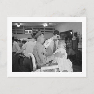 Father Son Barber Experience 1940s Postcard
