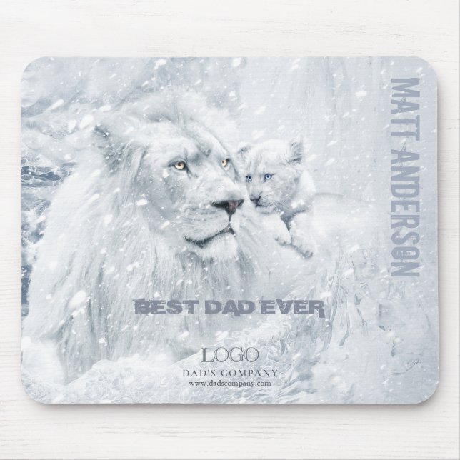 Father & Son / Best Dad, White Lion & Cub on Ice - Mouse Pad (Front)