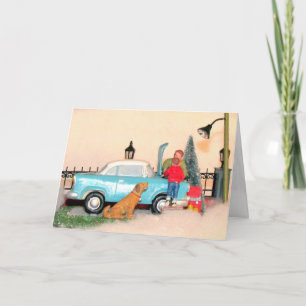 Father / Son Bonding Time - Winter Car Scene Card