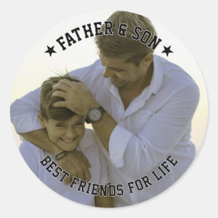 Father & Son Custom Photo Best Friend Fathers Day Classic Round Sticker