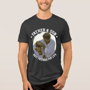 Father & Son Custom Photo Best Friend Fathers Day Tri-Blend Shirt
