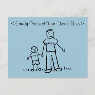 Father & Son Family Characters Customised Postcard
