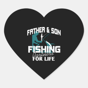 Father Son Fishing Heart Sticker