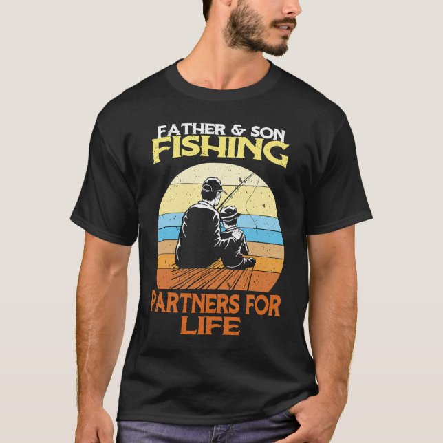 Father Son Fishing Partners For Life Retro Matchin T-Shirt (Front)