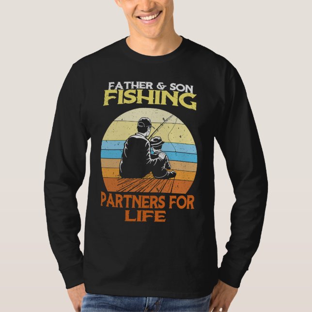 Father Son Fishing Partners For Life Retro Matchin T-Shirt (Front)