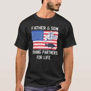 Father Son Fishing Partners For Life Usa Flag Fish T-Shirt