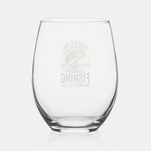 Father Son Fishing Partners Vintage Bass Shirt_1 Stemless Wine Glass