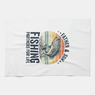 Father Son Fishing Partners Vintage Bass Shirt_1 Tea Towel