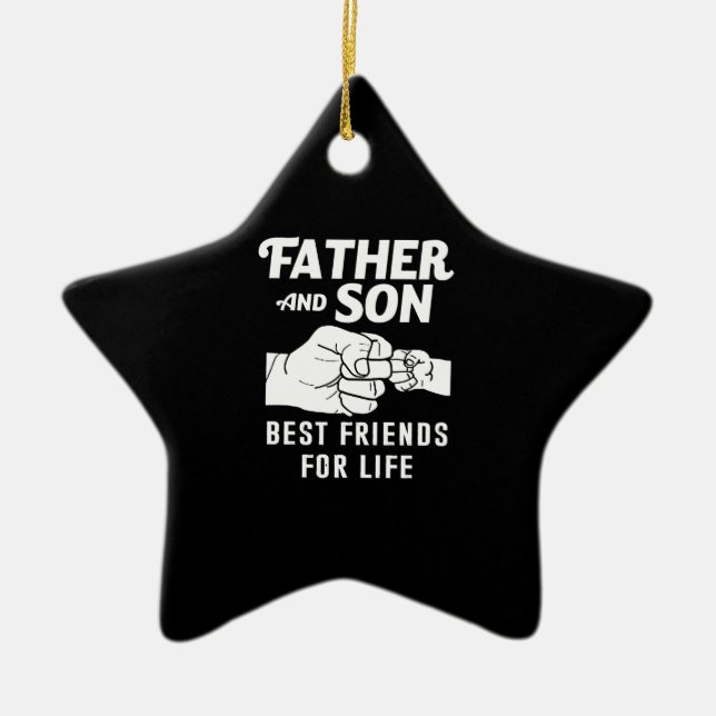 Father Son Friends Fist Bump Shirt Father Day Ceramic Tree Decoration (Front)