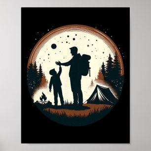 Father Son Hiking Mountain Camping Buddies Son Dad Poster