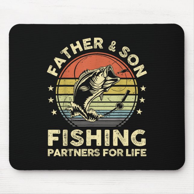 Father Son Matching Fishing-shirt Funny B Fish Dad Mouse Pad (Front)