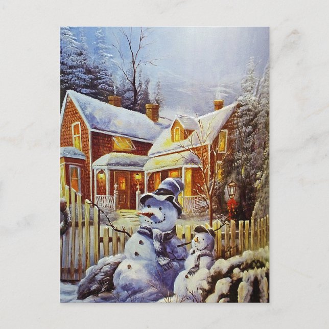 Father & Son Snowman Postcard (Front)