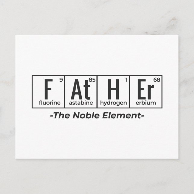 Father the Noble Element Fathers Day Science Geek Postcard (Front)