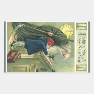 Father Time Wishing You a Happy New Year Rectangular Sticker