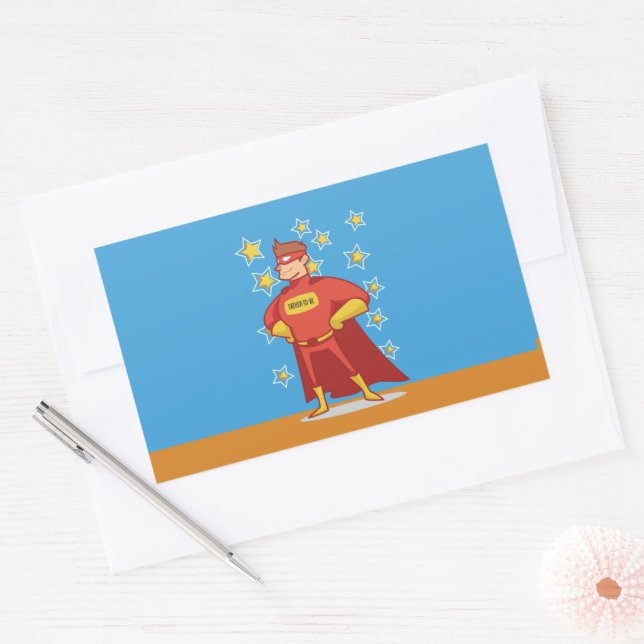 Father-to-be Superhero on Father's Day Rectangular Sticker (Envelope)