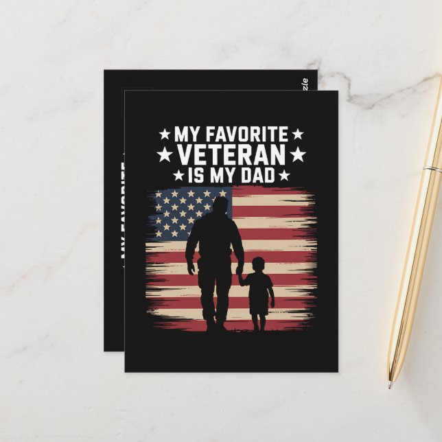 Father Veterans Day Dad Proud Postcard (Front/Back In Situ)