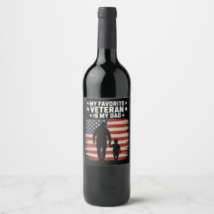 Father Veterans Day Dad Proud Wine Label