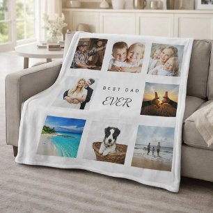 Father white photo collage fleece blanket