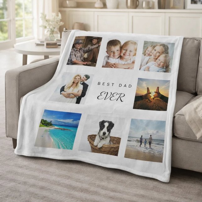 Father white photo collage fleece blanket (Creator Uploaded)