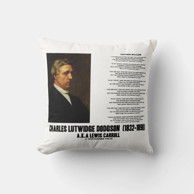 Father William Charles L. Dodgson Lewis Carroll Cushion (Front)