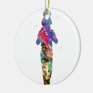 Father with daughter ceramic tree decoration