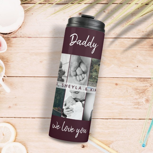 Father with Kids and Family Dad 6 Photo Collage Thermal Tumbler (Creator Uploaded)