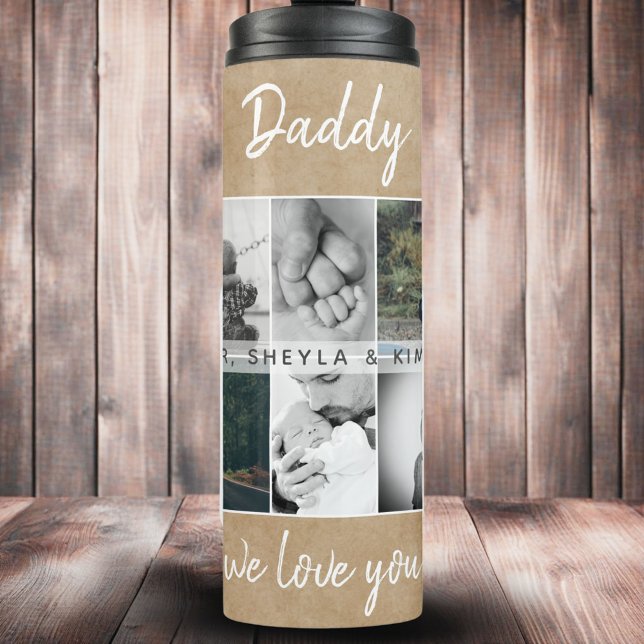 Father with Kids and Family Dad 6 Photo Collage Thermal Tumbler (Creator Uploaded)