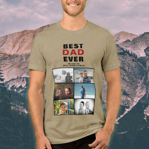 Father with Kids and Family Dad 6 Photo Collage Tri-Blend Shirt