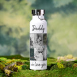 Father with Kids and Family Dad 6 Photo Collage Water Bottle<br><div class="desc">Father with Kids and Family Dad 6 Photo Collage water bottle. Collage of 6 photos, father`s name with a sweet message in a trendy black script and names of children that overlay the photos. Add your 6 favourite family photos. Sweet keepsake and a gift for birthday, Father`s Day or Christmas...</div>