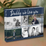 Father with Kids and Family Dad Collage Photo Block<br><div class="desc">Father with Kids and Family Dad Photo Collage photo block. Collage of 6 photos, father`s name with a sweet message in a trendy script and names of children that overlay the photos. Add your 6 favourite family photos. Sweet keepsake and a gift for birthday, Father`s Day or Christmas for a...</div>